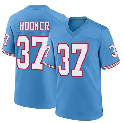 Youth Game Amani Hooker Tennessee Titans Light Blue Oilers Throwback Alternate Jersey